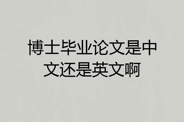 博士毕业论文是中文还是英文啊