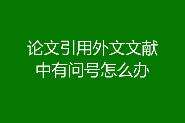 论文引用外文文献中有问号怎么办