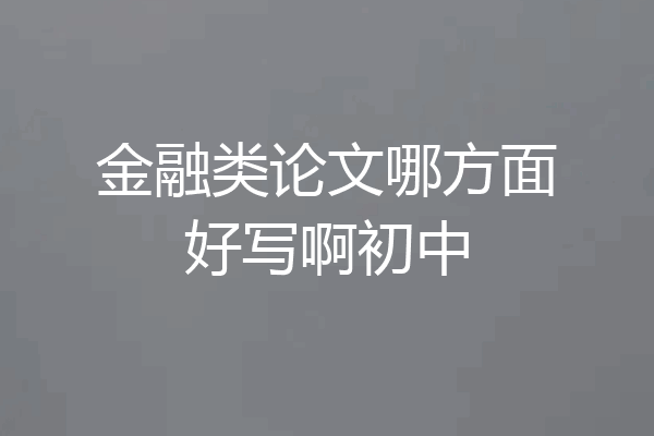 金融类论文哪方面好写啊初中