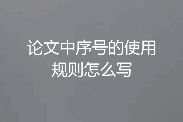论文中序号的使用规则怎么写