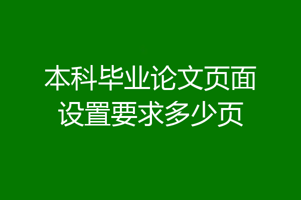 本科毕业论文页面设置要求多少页