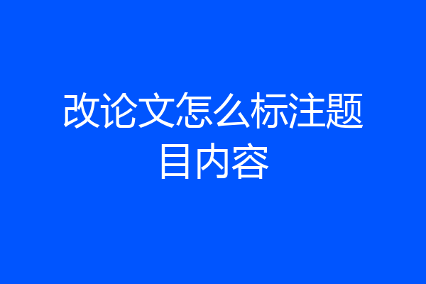 改论文怎么标注题目内容