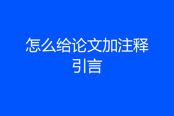 怎么给论文加注释引言