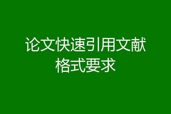 论文快速引用文献格式要求