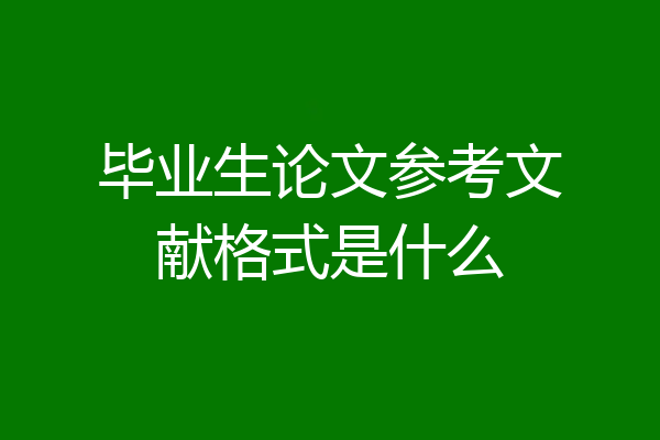 毕业生论文参考文献格式是什么