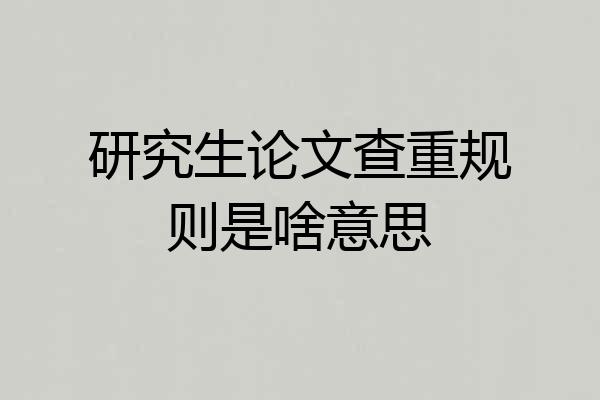 研究生论文查重规则是啥意思