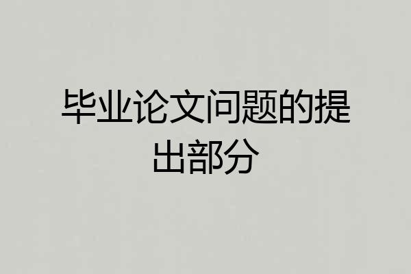 毕业论文问题的提出部分