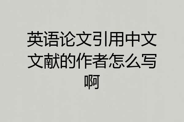英语论文引用中文文献的作者怎么写啊