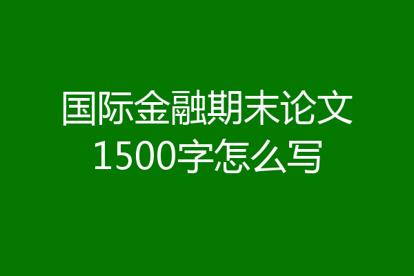 国际金融期末论文1500字怎么写