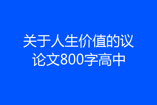 关于人生价值的议论文800字高中