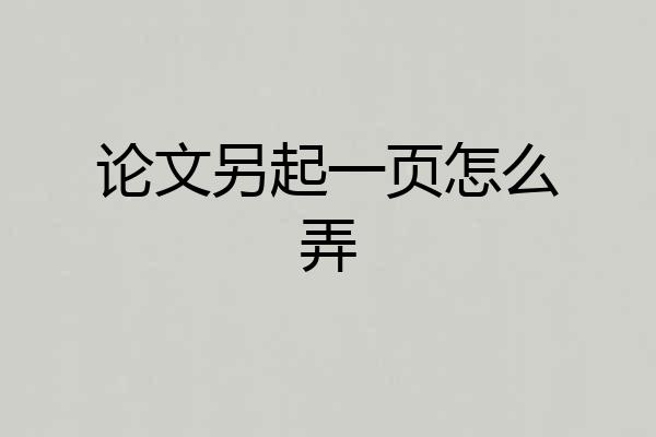 论文另起一页怎么弄