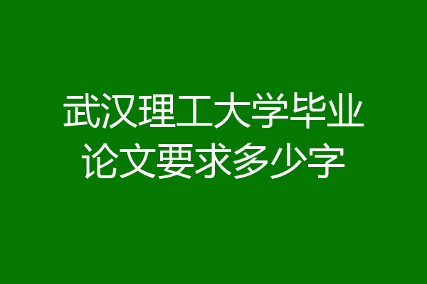 武汉理工大学毕业论文要求多少字