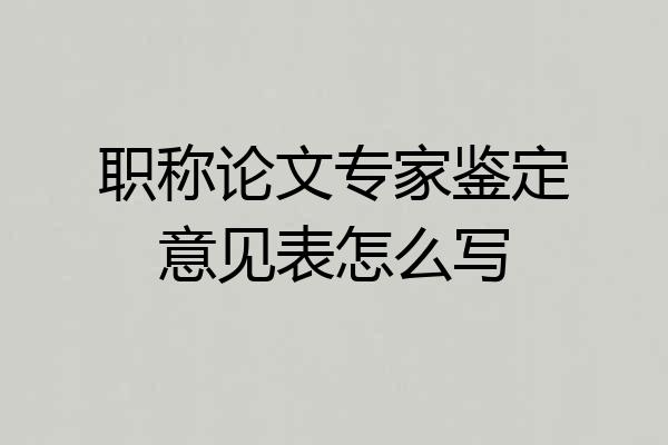 职称论文专家鉴定意见表怎么写