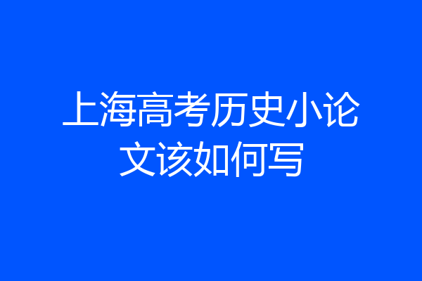 上海高考历史小论文该如何写