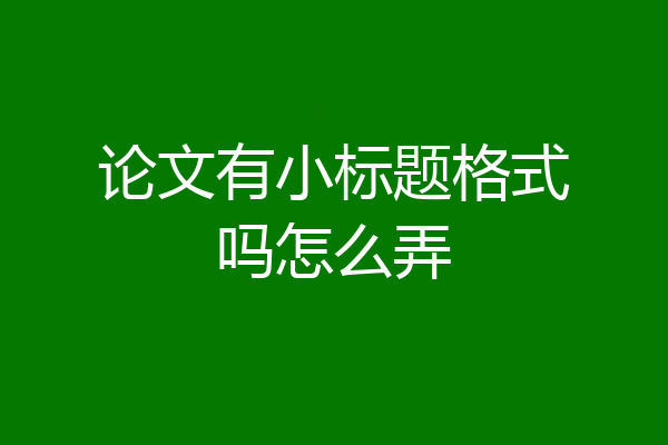 论文有小标题格式吗怎么弄