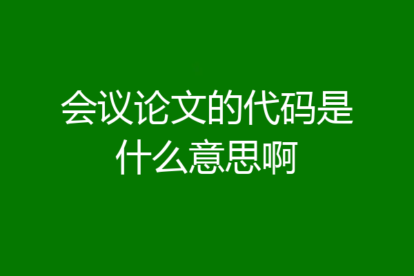 会议论文的代码是什么意思啊