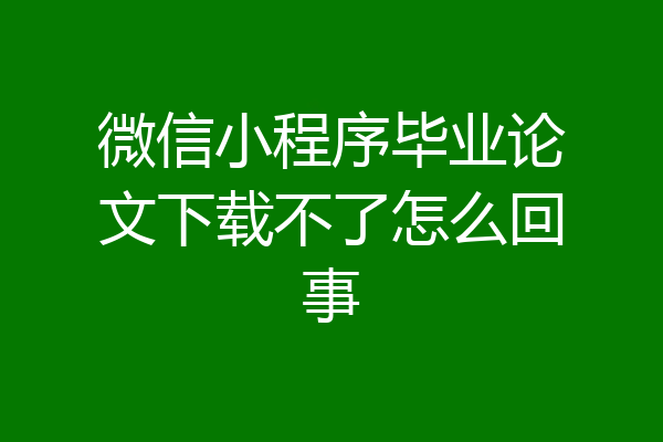 微信小程序毕业论文下载不了怎么回事