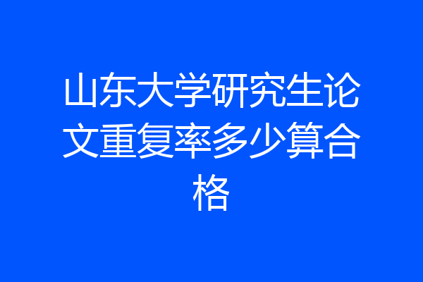 山东大学研究生论文重复率多少算合格