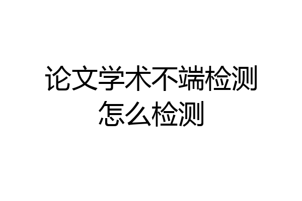 论文学术不端检测怎么检测