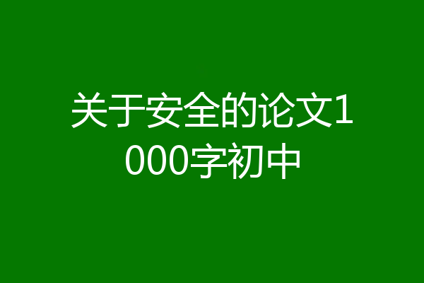 关于安全的论文1000字初中