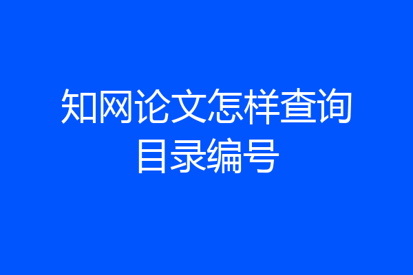 知网论文怎样查询目录编号