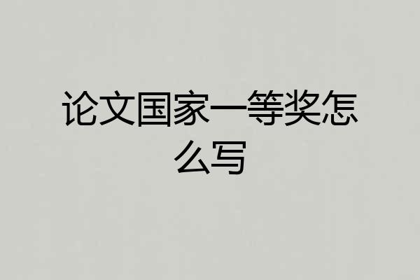 论文国家一等奖怎么写
