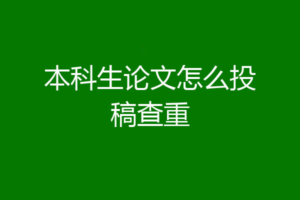 本科生论文怎么投稿查重