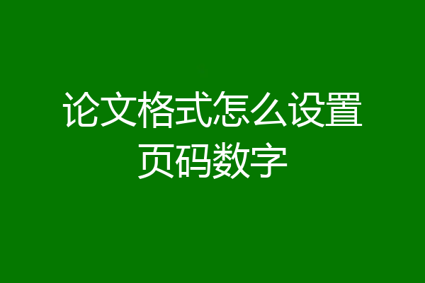 论文格式怎么设置页码数字