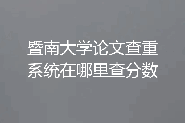 暨南大学论文查重系统在哪里查分数