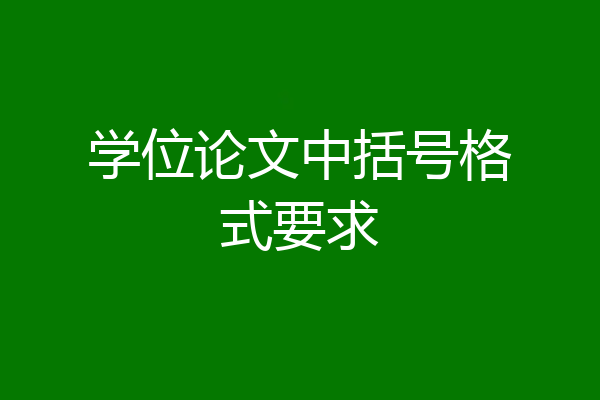 学位论文中括号格式要求