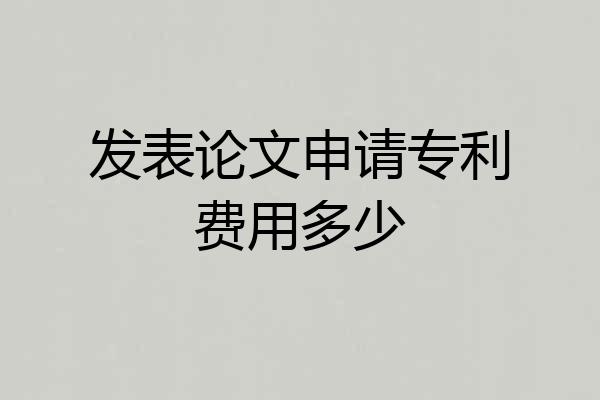发表论文申请专利费用多少