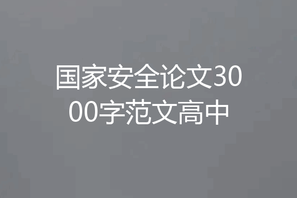 国家安全论文3000字范文高中