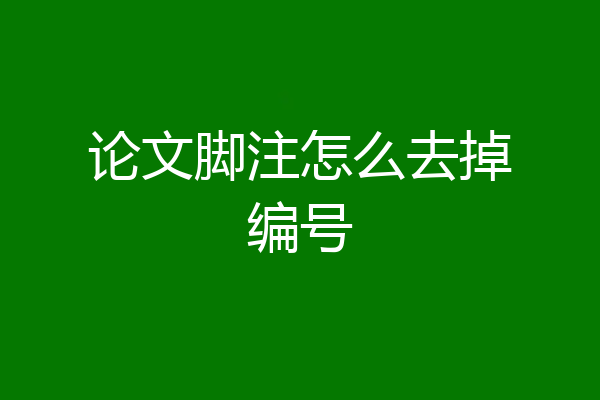 论文脚注怎么去掉编号