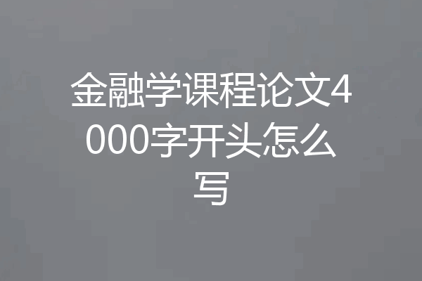 金融学课程论文4000字开头怎么写