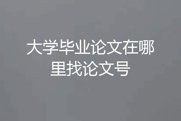 大学毕业论文在哪里找论文号