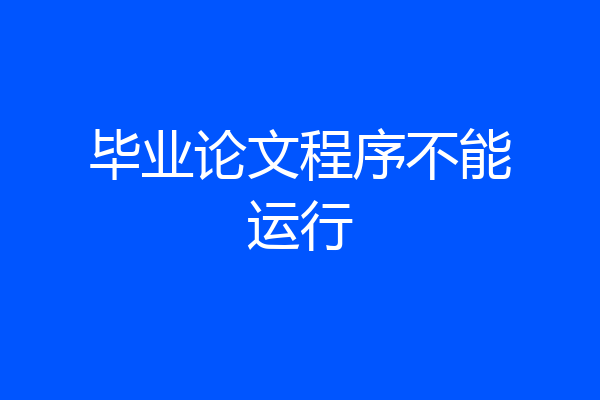 毕业论文程序不能运行