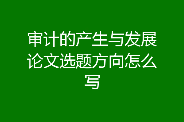 审计的产生与发展论文选题方向怎么写