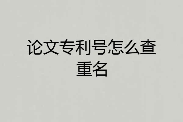 论文专利号怎么查重名