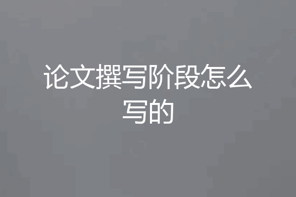 论文撰写阶段怎么写的