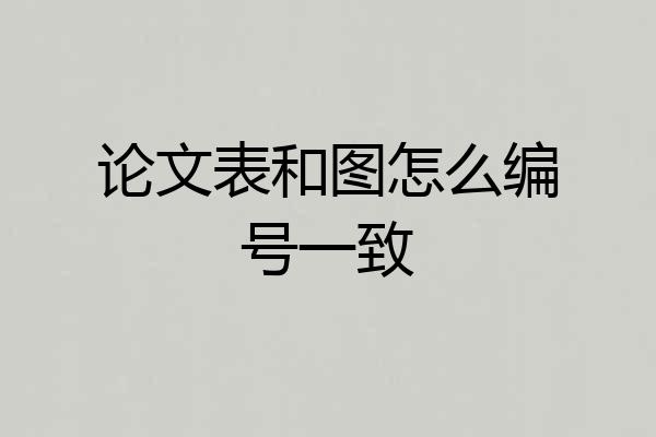 论文表和图怎么编号一致