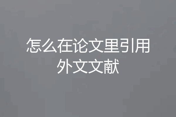 怎么在论文里引用外文文献