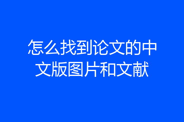 怎么找到论文的中文版图片和文献