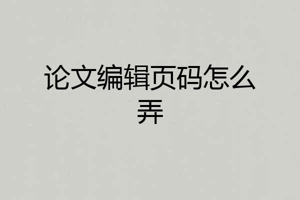 论文编辑页码怎么弄