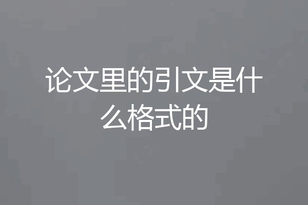 论文里的引文是什么格式的