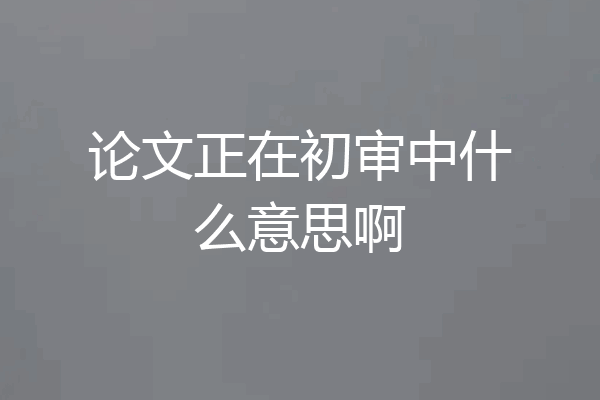 论文正在初审中什么意思啊