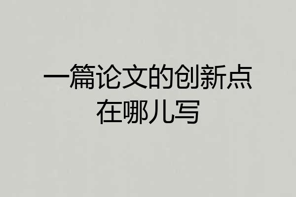 一篇论文的创新点在哪儿写