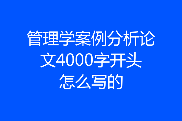 管理学案例分析论文4000字开头怎么写的