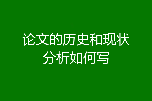 论文的历史和现状分析如何写