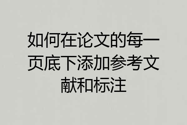 如何在论文的每一页底下添加参考文献和标注