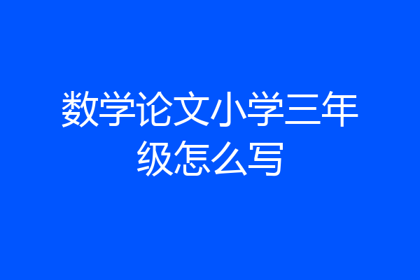 数学论文小学三年级怎么写